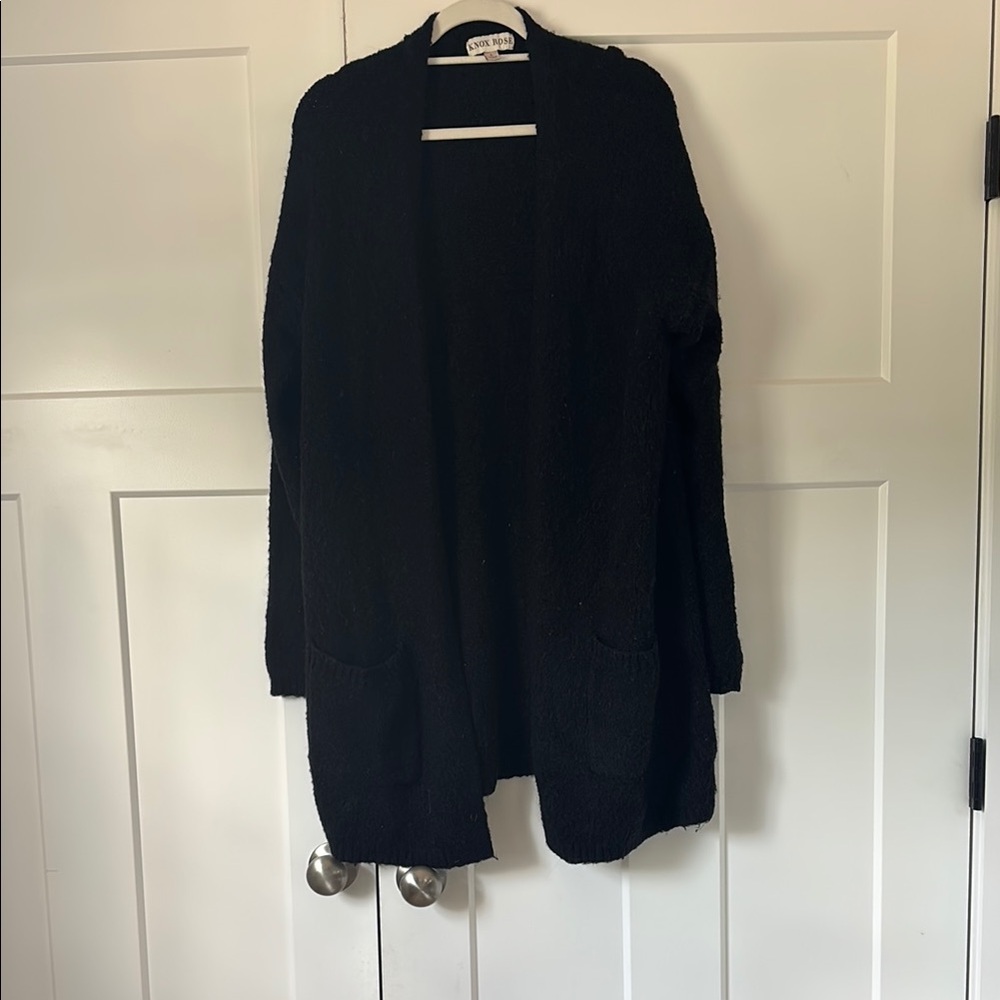Knox Rose Black Knit Cardigan Sweater